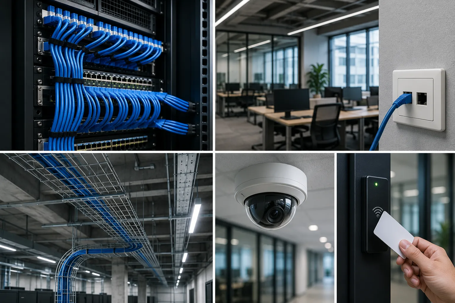 Reti cablate significato in un sistema integrato con rete dati, telecamere e controllo accessi